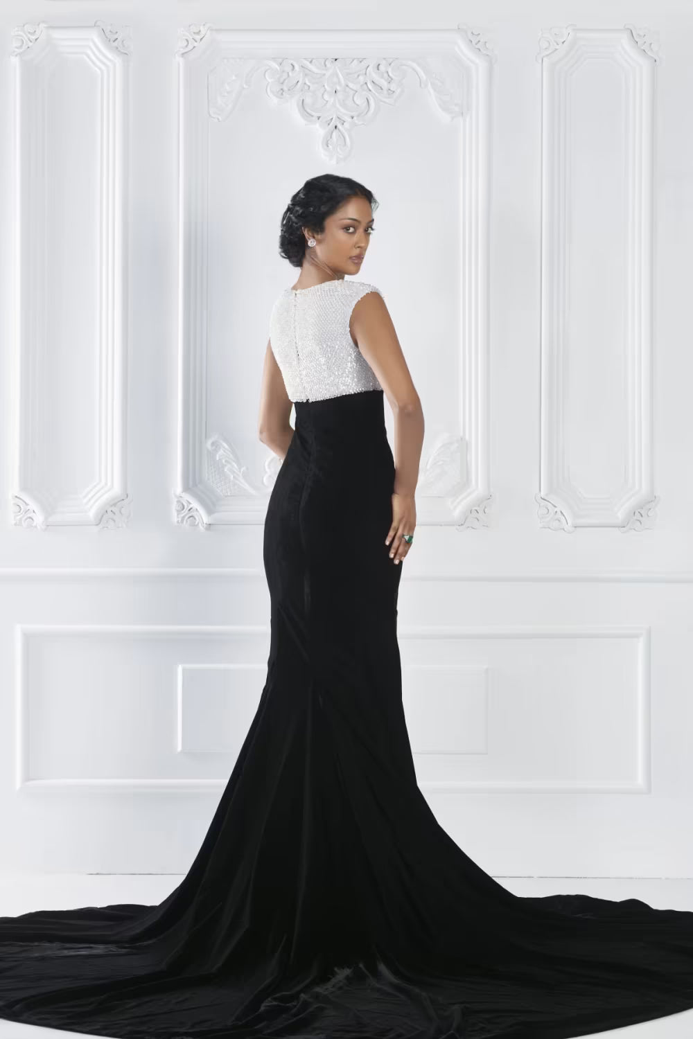 Black Encrusted Velvet Gown
